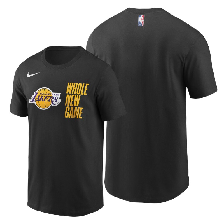 Men's Los Angeles Lakers NBA Team Spirit Whole New Game Black Basketball T-Shirt AAY2283NU